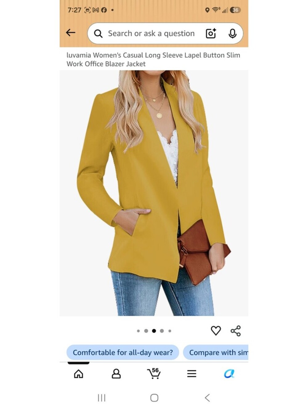 Luvamia Women's Casual Long Sleeve Lapel Button Slim Work Office Blazer Jacket